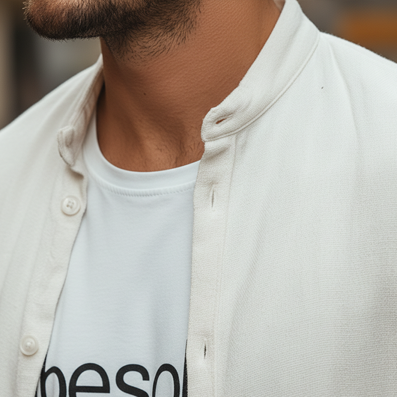 Men's Stylish And Simple Cotton And Linen Blend Button-down Shirt MTA0858L5P