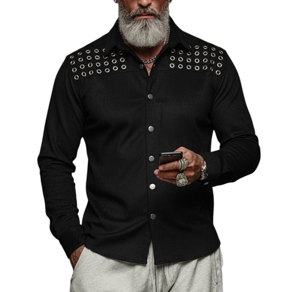 Men's Personalized And Stylish Faux Suede Long-sleeved Shirt MTA0939L4K