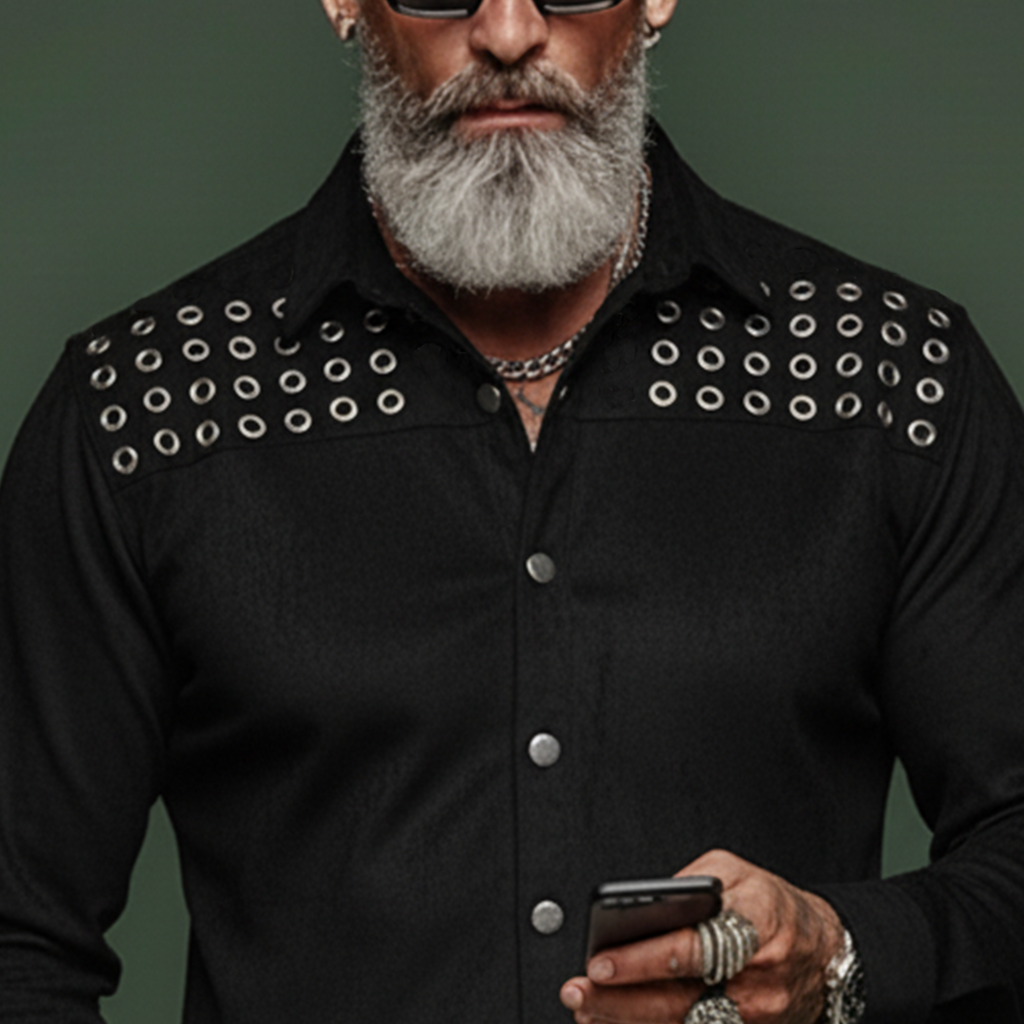 Men's Personalized And Stylish Faux Suede Long-sleeved Shirt MTA0939L4K