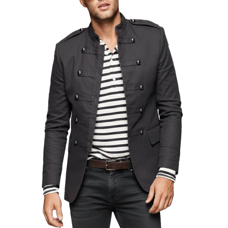 Men's Stylish And Simple Double-breasted Cotton Blend Lightweight Jacket MTA0876L9P