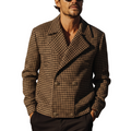 Men's Classic Vintage Lapel Double-breasted Houndstooth Wool Jacket MTA0988L8K