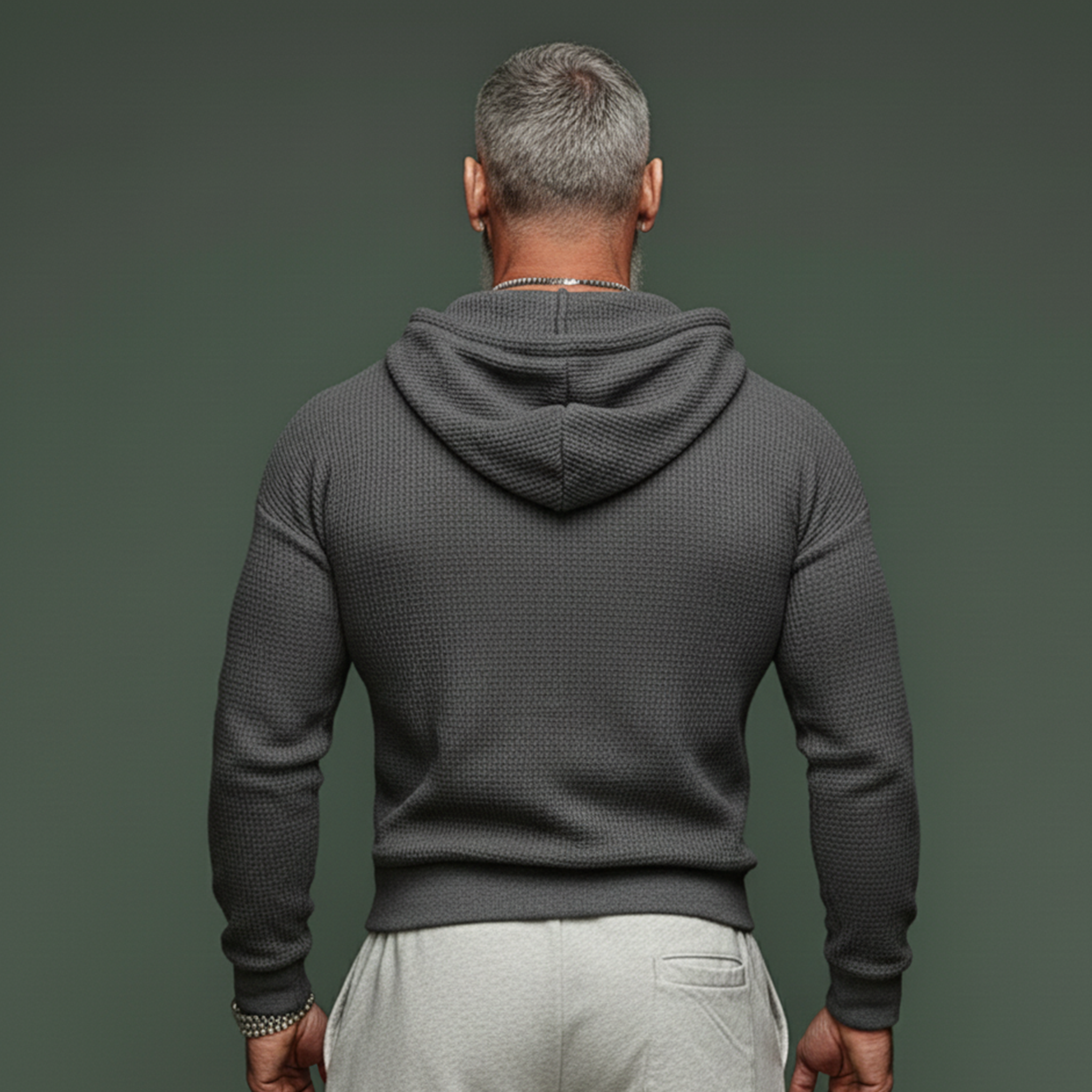 Men's Stylish And Trendy Waffle Hooded Slim-fit Sweatshirt MTA0972L7K