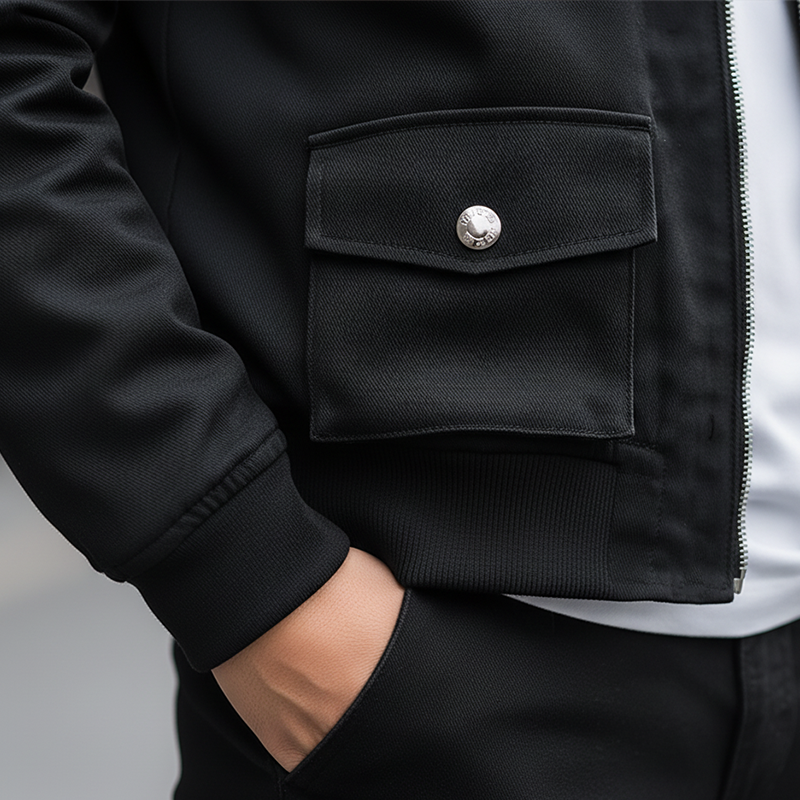 Men's Vintage-style Simple Multi-pocket Cotton Blend Zip-up Jacket MTA0977L2P