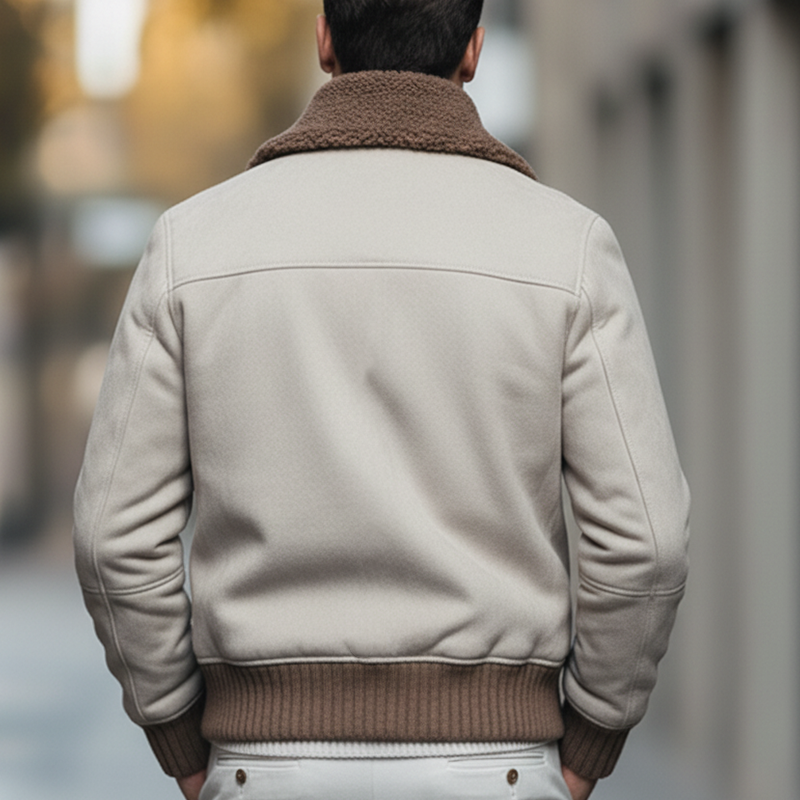 Men's Winter Retro Faux Suede Collar Zip-up Jacket MTA0906L7P